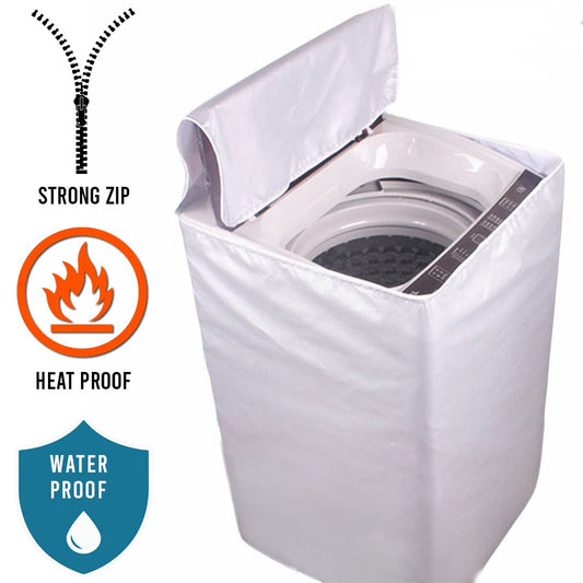Waterproof Top Loaded Washing Machine Cover (White Color - All Sizes Available)