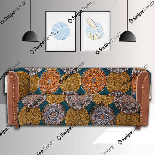 Ethnic Tribal Circular Quilted Sofa Cover Set