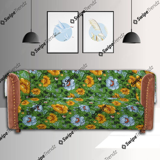 Zinnia Elegans Flowers Quilted Sofa Cover Set