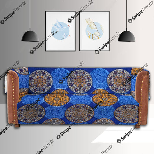 Ethnic Ornamental Circular Quilted Sofa Cover Set