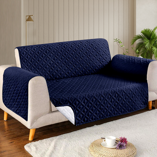 Ultrasonic Quilted Sofa Cover-Sofa Runner (Navy Blue)