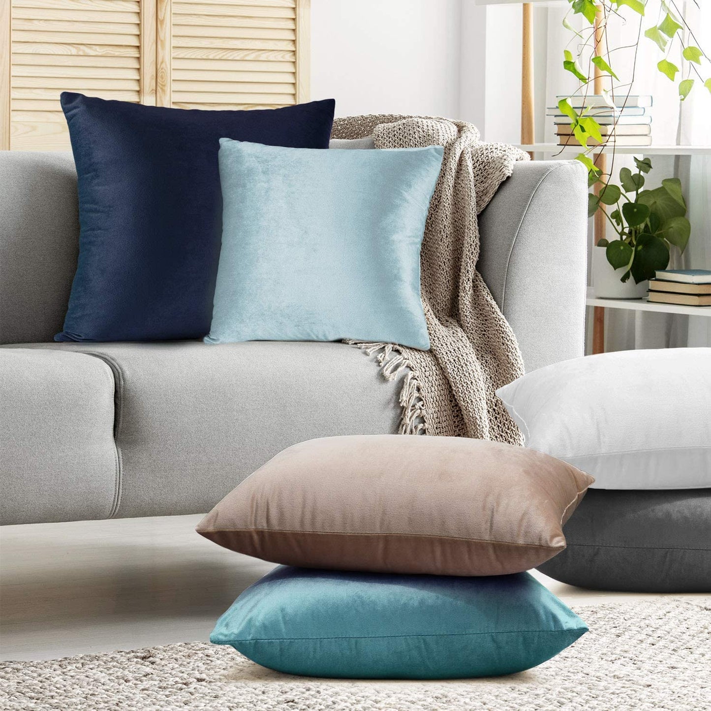 Plain Velvet Cushion 16 x 16 inches - Navy Blue