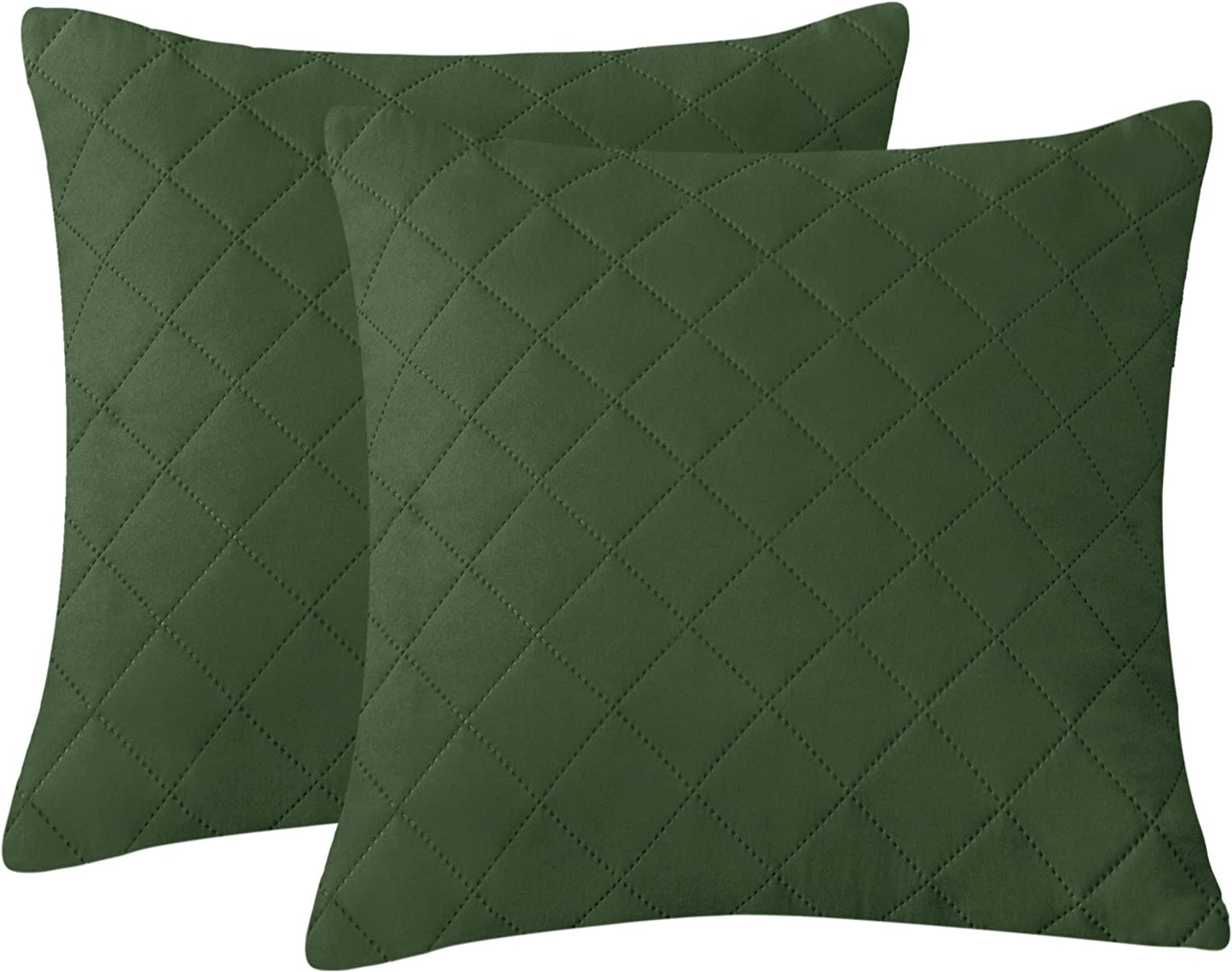 QUILTED CUSHION COVER SQUARE PATTERN 16 X 16 INCHES - GREEN