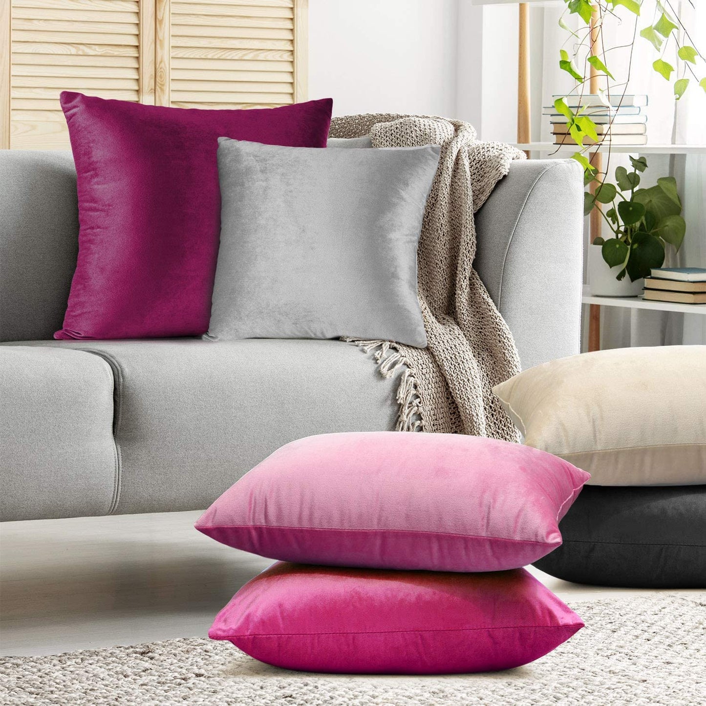 Plain Velvet Cushion 16 x 16 inches - Grey