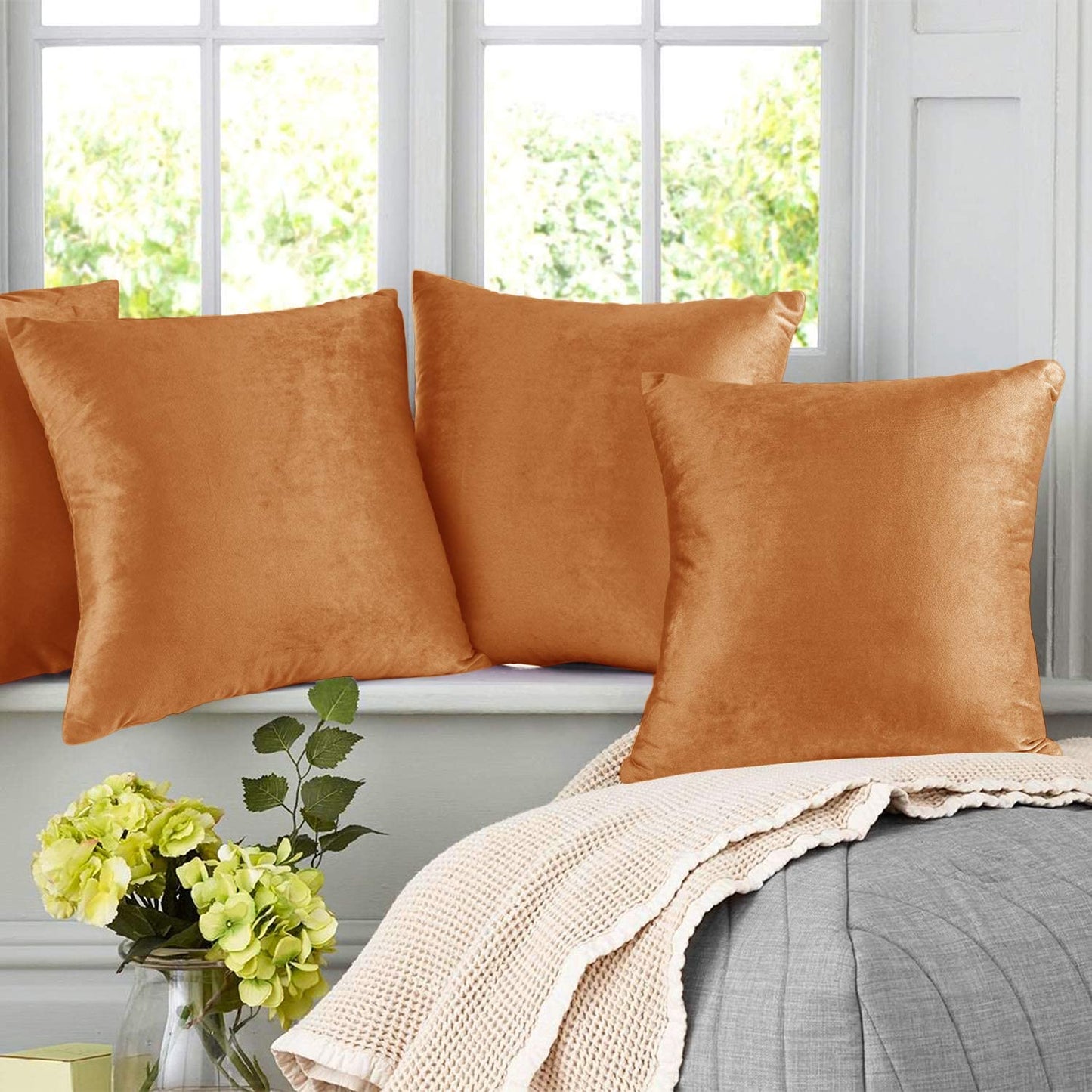 Plain Velvet Cushion 16 x 16 inches - Copper