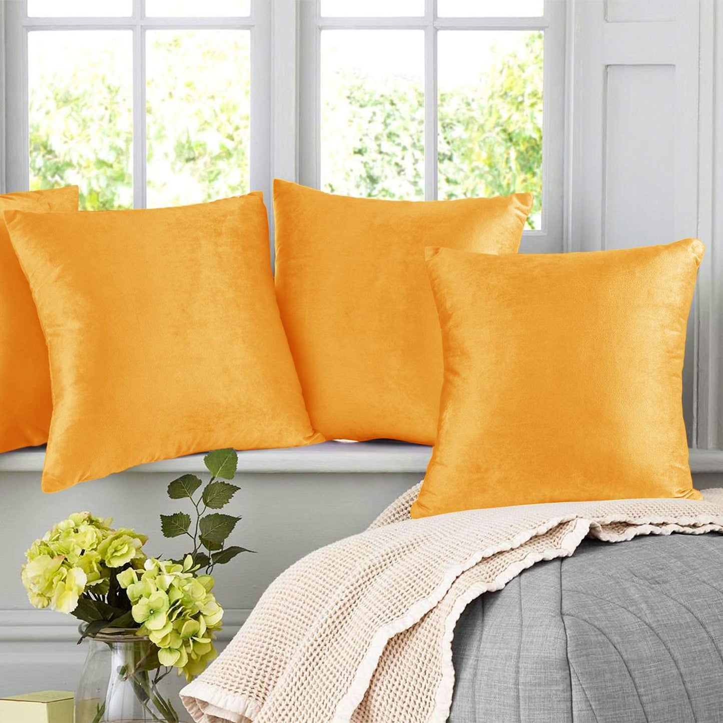Plain Velvet Cushion 16 x 16 inches - Orange