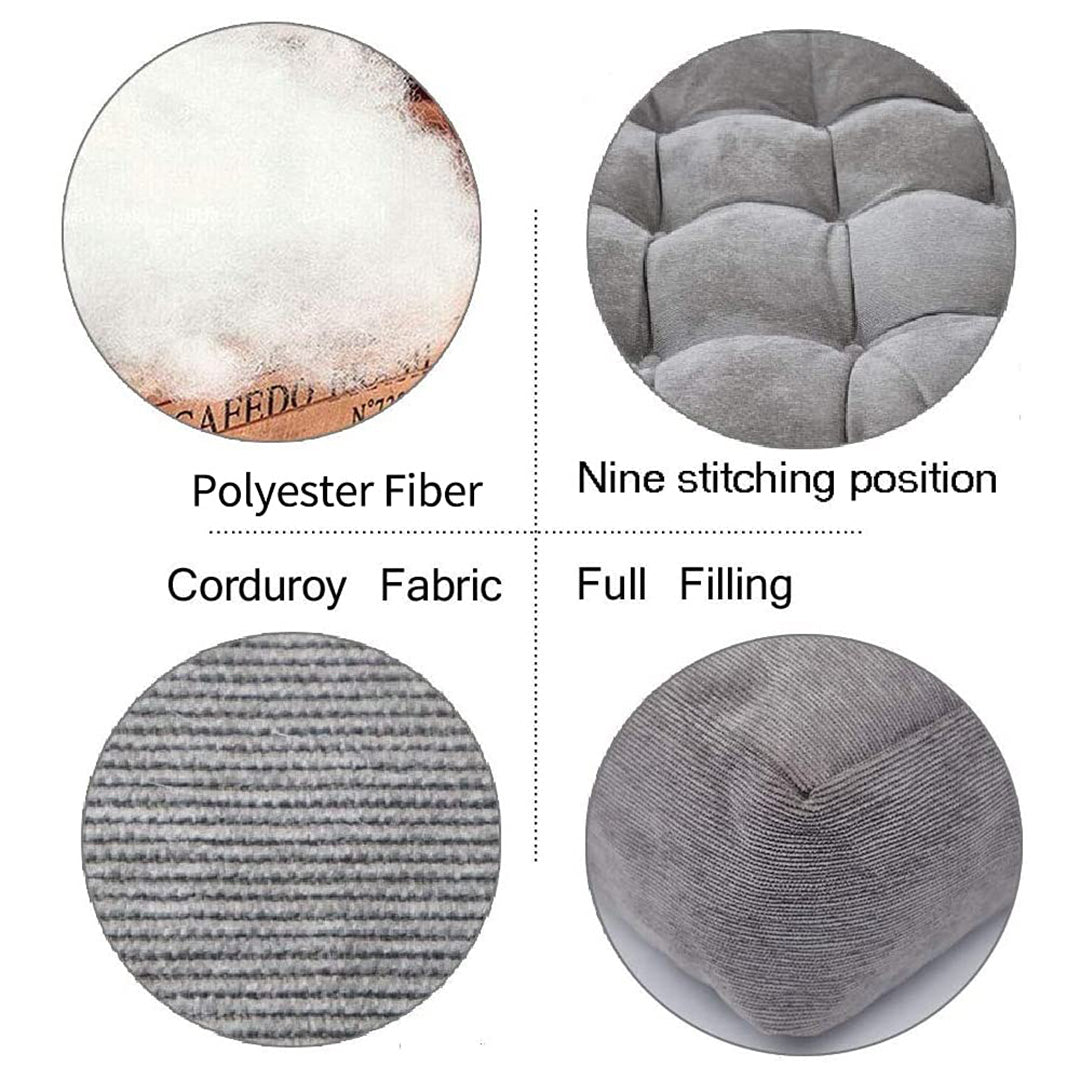 VELVET SQUARE FLOOR CUSHIONS WITH BALL FIBER FILLING (1 PAIR = 2 PIECES) GREY