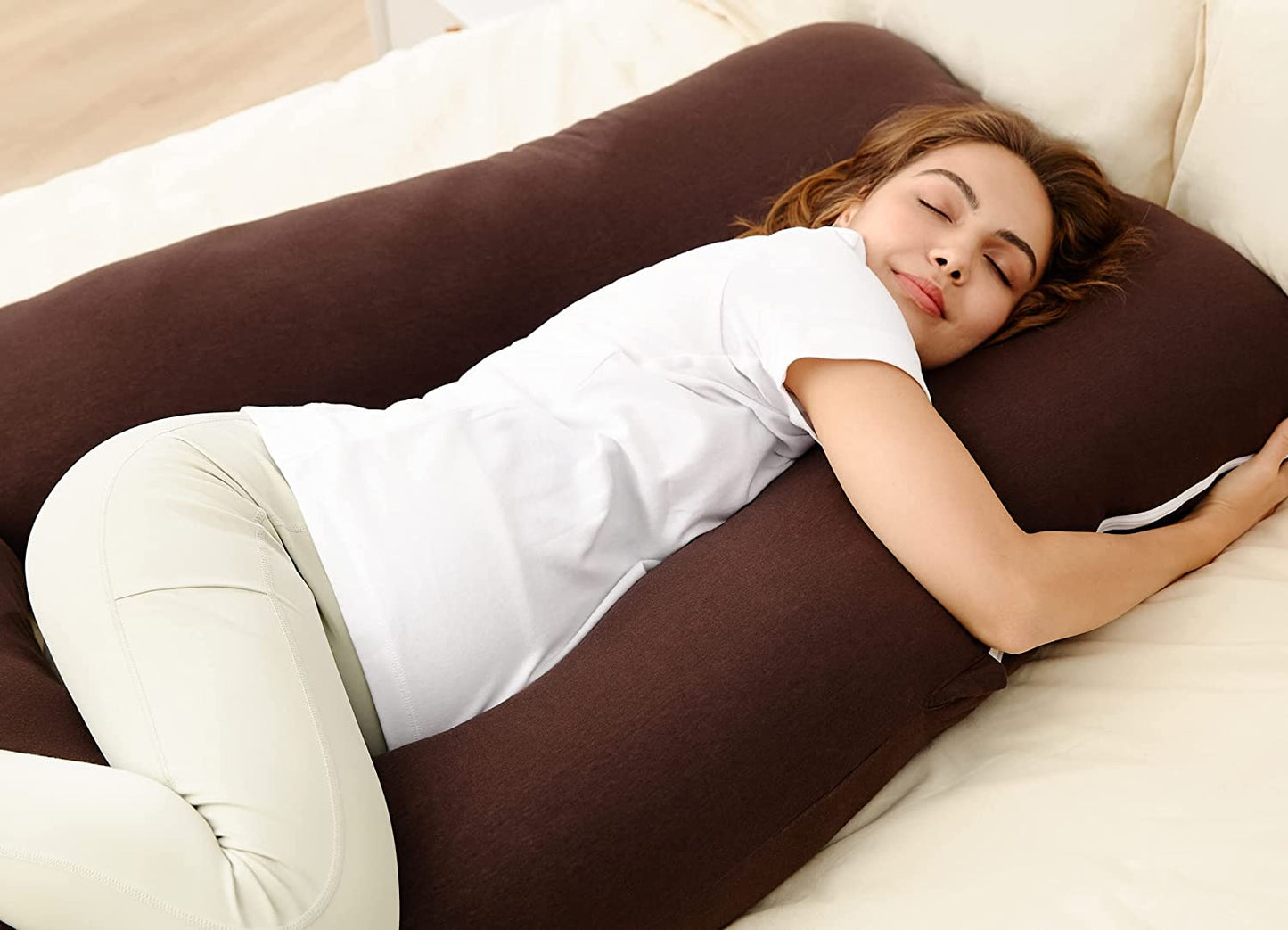 Pregnancy Support Pillow / Maternity Pillow / Sleeping Support Pillow Brown