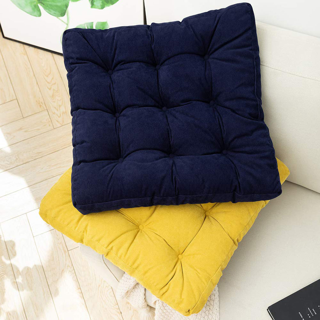 VELVET SQUARE FLOOR CUSHIONS WITH BALL FIBER FILLING (1 PAIR = 2 PIECES) BLUE