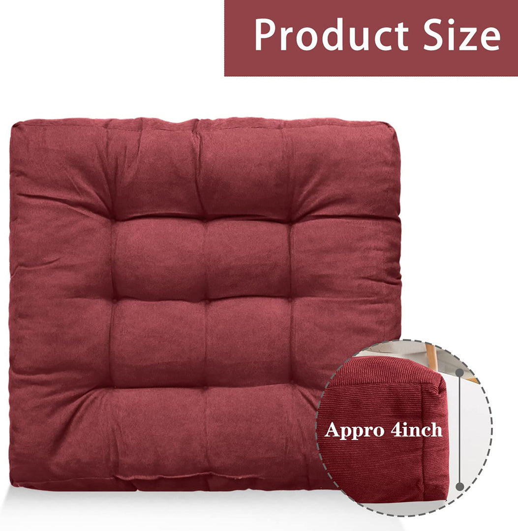 VELVET SQUARE FLOOR CUSHIONS WITH BALL FIBER FILLING (1 PAIR = 2 PIECES) MAROON