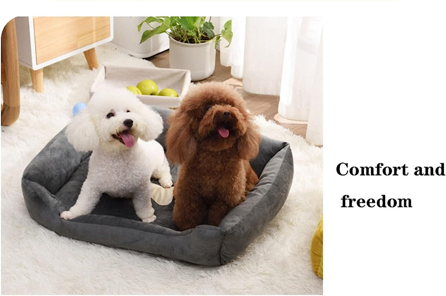 Super Soft Dog Beds Waterproof Bottom - Warm Bed For Dog & Cat - Cream and Red