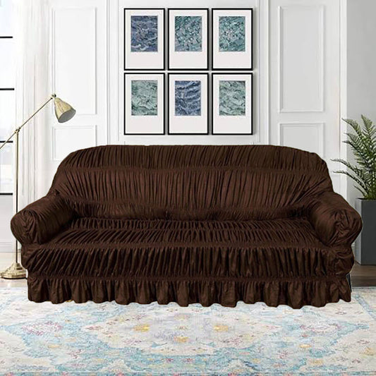 TWILL JERSEY SOFA COVER - ELASTIC SOFA COVER (CHOCOLATE BROWN)