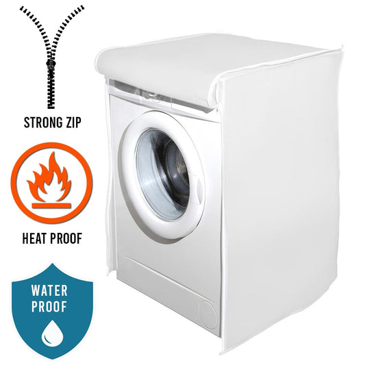Waterproof Front Loaded Washing Machine Cover (White Color - All Sizes Available)