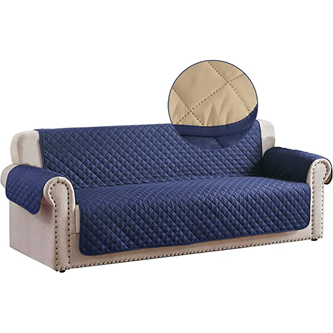 COTTON QUILTED SOFA RUNNER - SOFA COAT (NAVY BLUE)