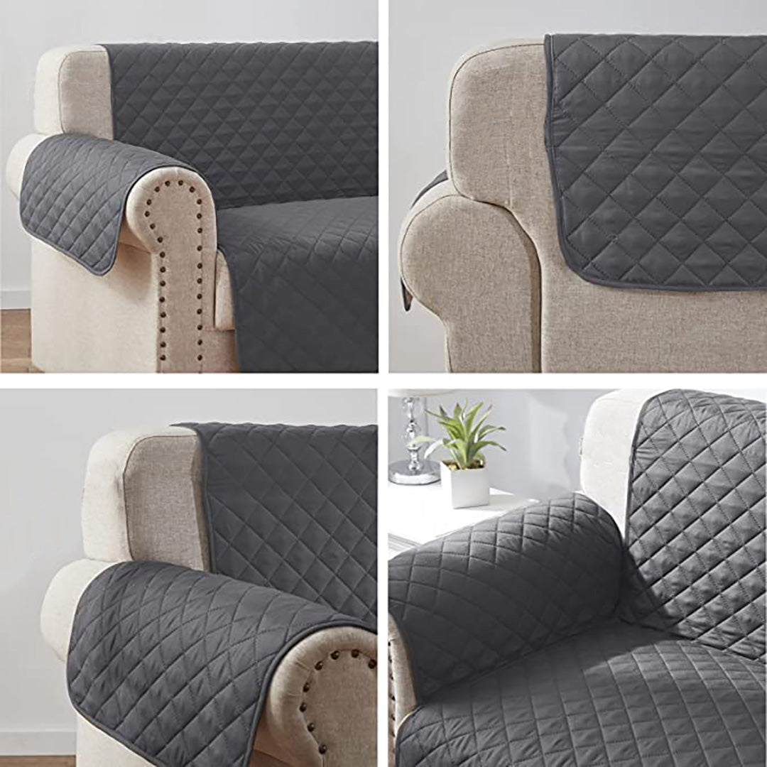 COTTON QUILTED SOFA RUNNER - SOFA COAT (GREY)