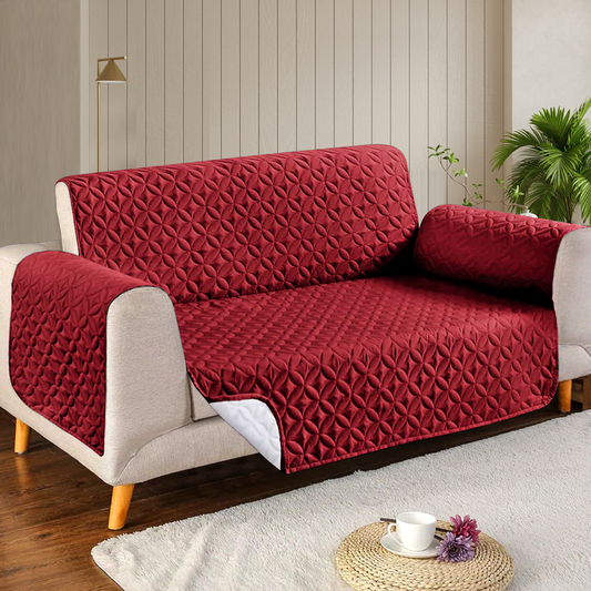 Ultrasonic Quilted Sofa Cover-Sofa Runner (Maroon)