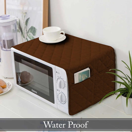 Waterproof Quilted Microwave Oven Cover - Brown