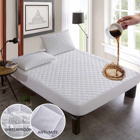 Ultra Soft Cotton Quilted 100% Waterproof Mattress Protector (White)