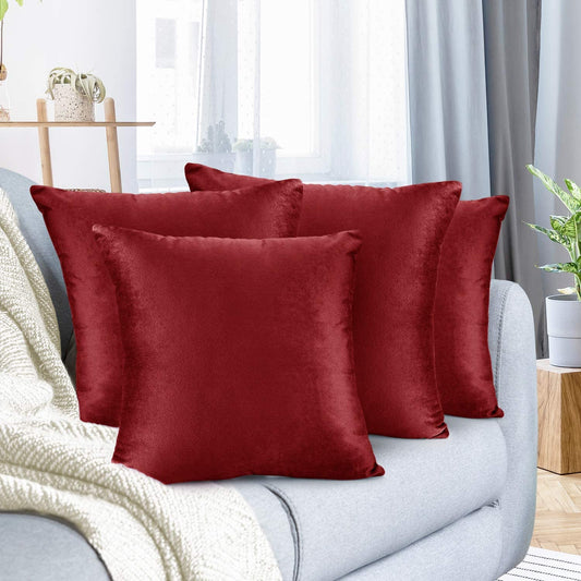 Plain Velvet Cushion 16 x 16 inches - Cherry Red