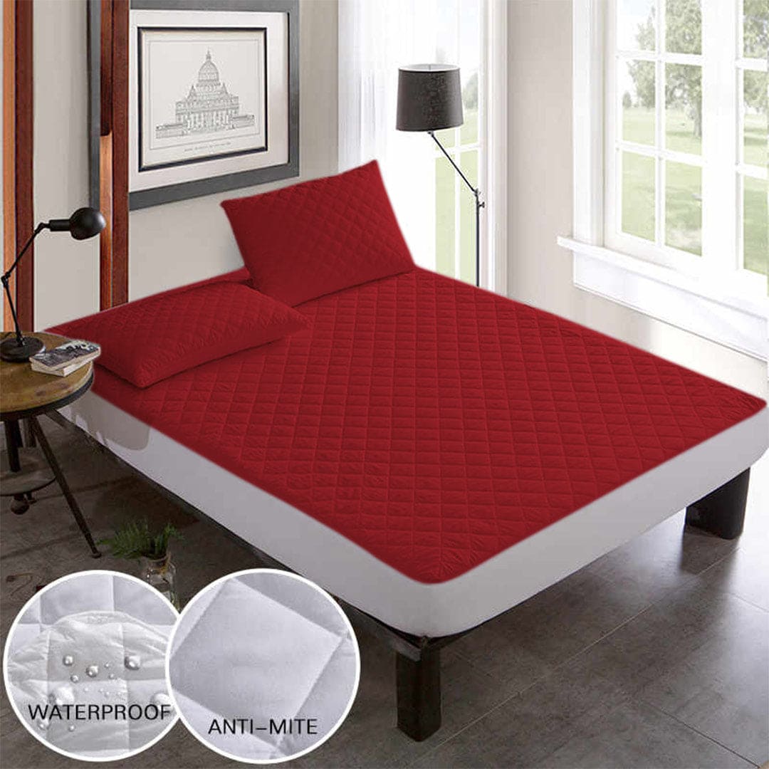 Ultra Soft Cotton Quilted 100% Waterproof Mattress Protector (Maroon)