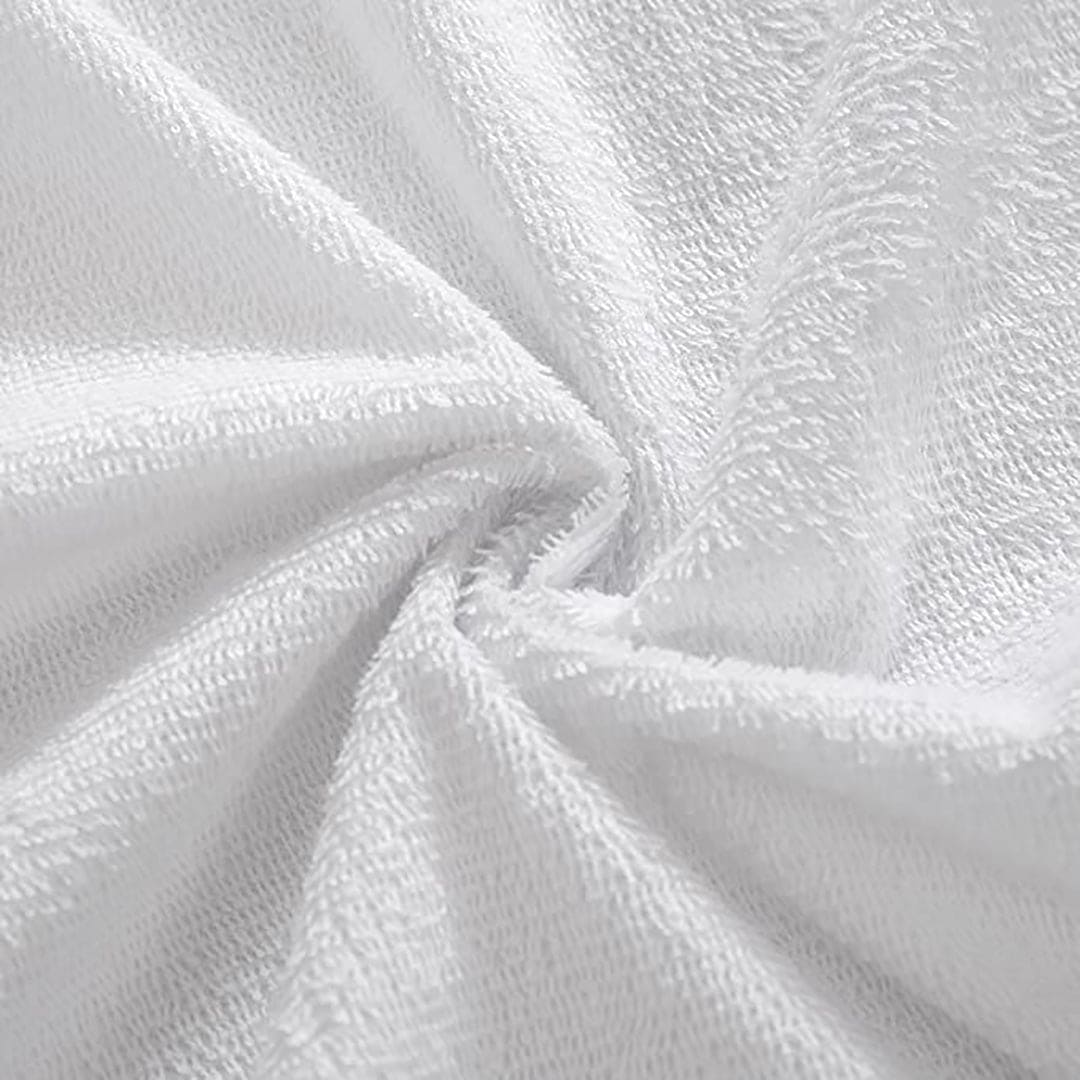 Terry Cotton Waterproof Mattress Protector White Color Fitted Style