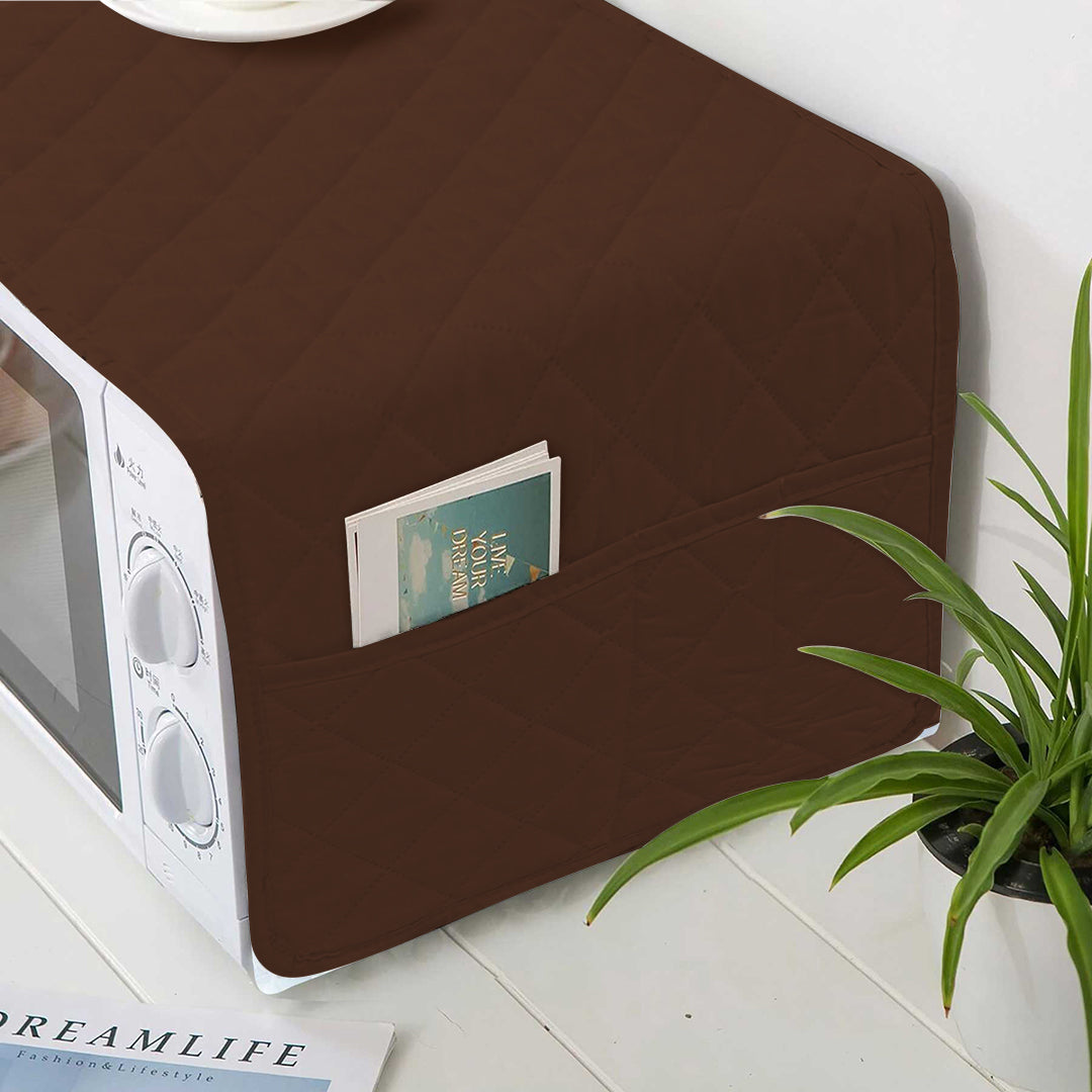 Waterproof Quilted Microwave Oven Cover - Chocolate Brown