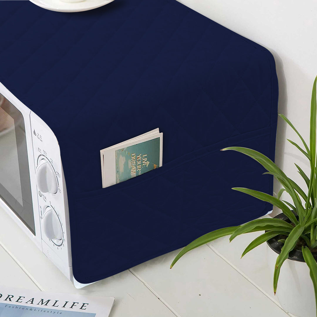 Waterproof Quilted Microwave Oven Cover - Navy Blue