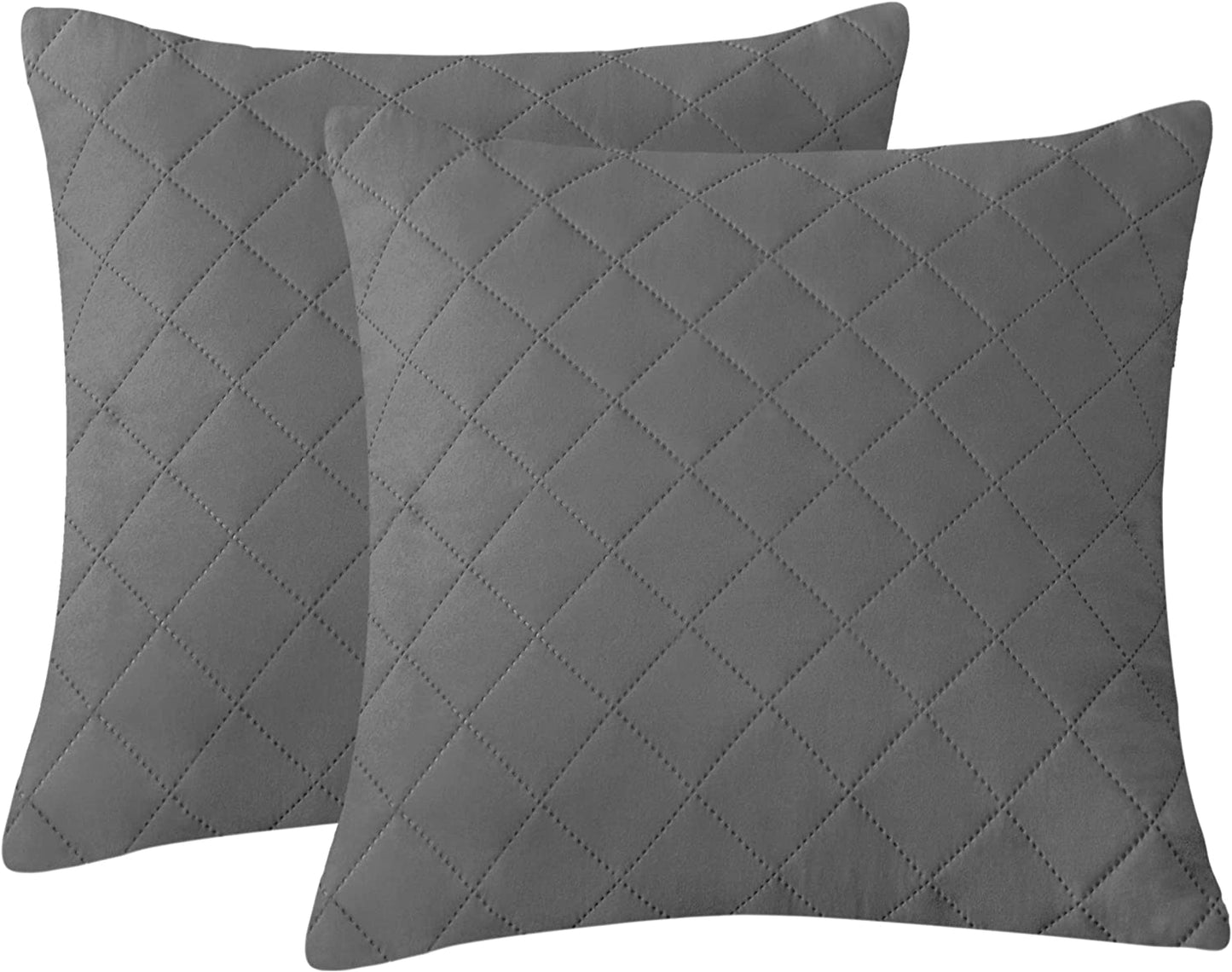QUILTED CUSHION COVER SQUARE PATTERN 16 X 16 INCHES - LIGHT GREY