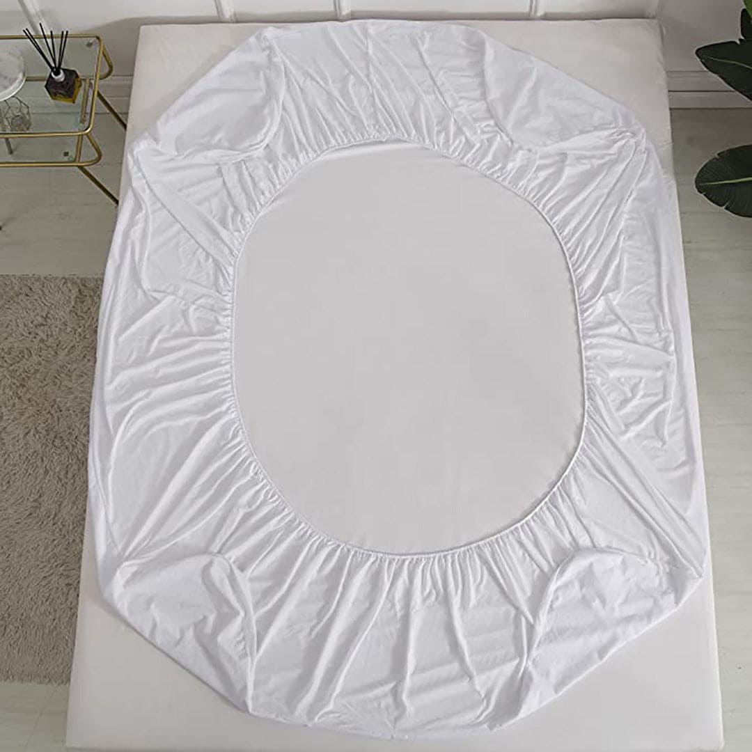 Terry Cotton Waterproof Mattress Protector White Color Fitted Style