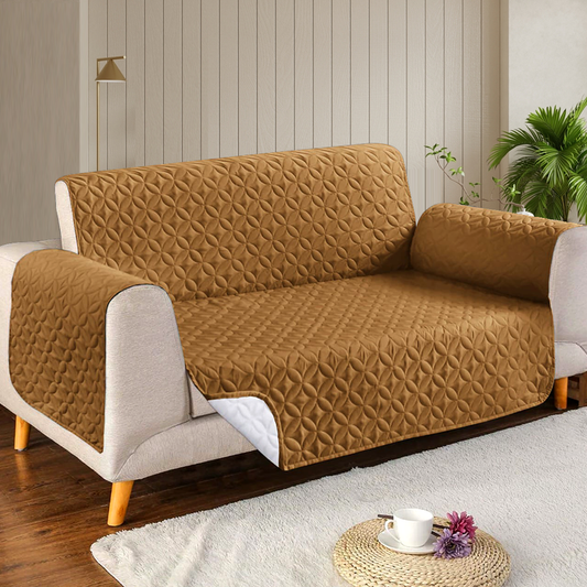 Ultrasonic Quilted Sofa Cover-Sofa Runner (Copper Brown)