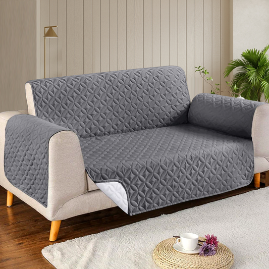 Ultrasonic Quilted Sofa Cover-Sofa Runner (Grey)