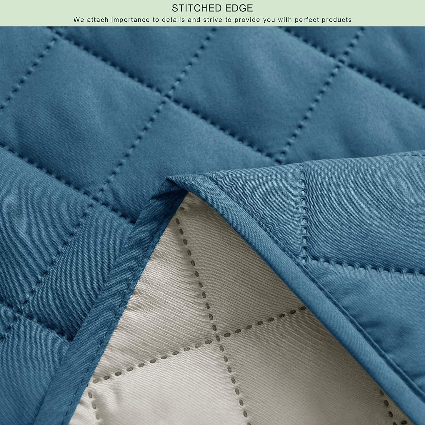 Waterproof Cotton Quilted Sofa Cover - Sofa Runners (Baby Blue)