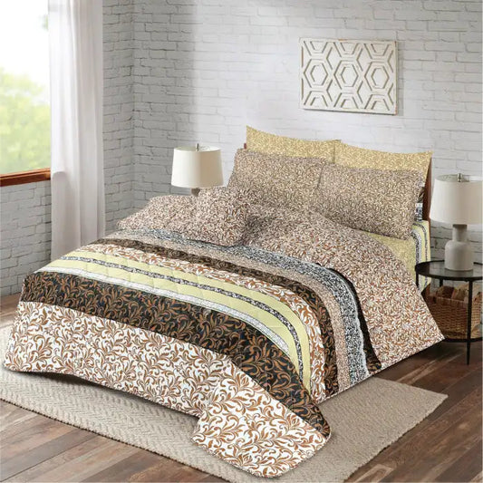 7 Pcs Quilted Comforter Set - Brownie