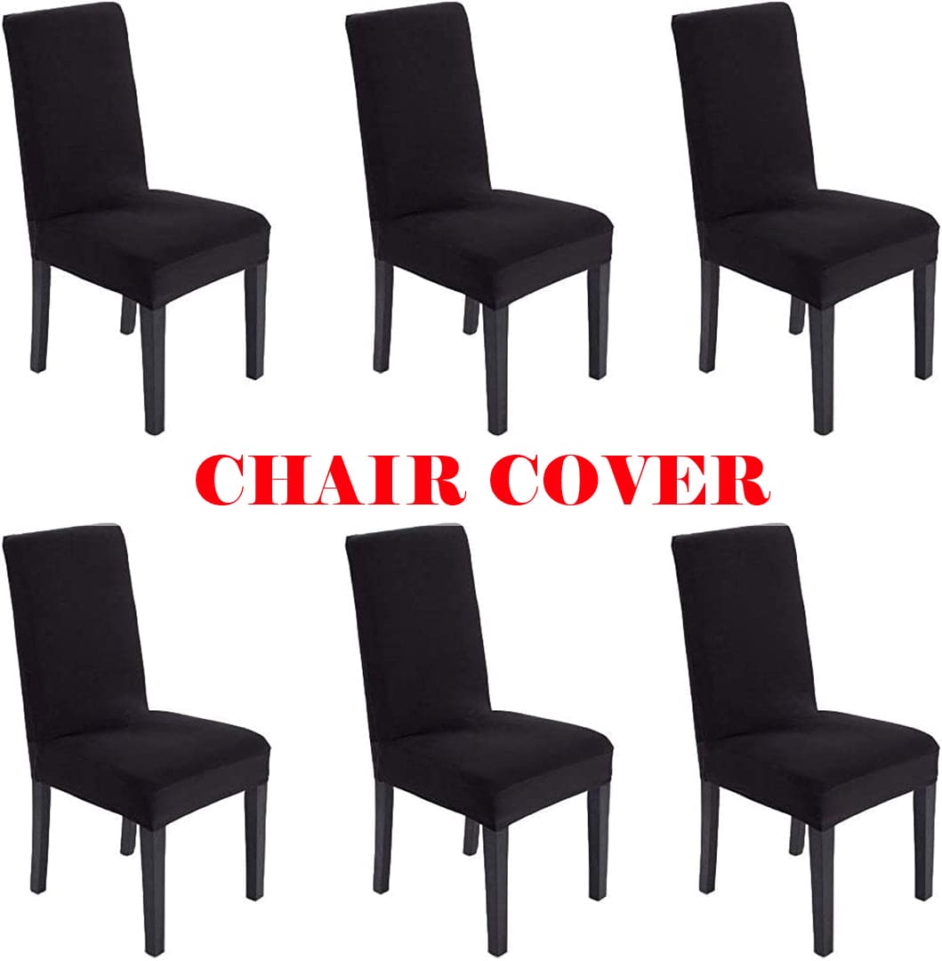 FITTED STYLE COTTON JERSEY CHAIR COVER – BLACK