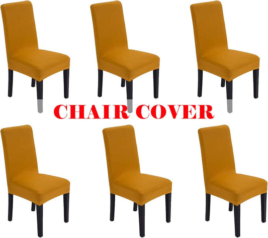 FITTED STYLE COTTON JERSEY CHAIR COVER – CARAMEL