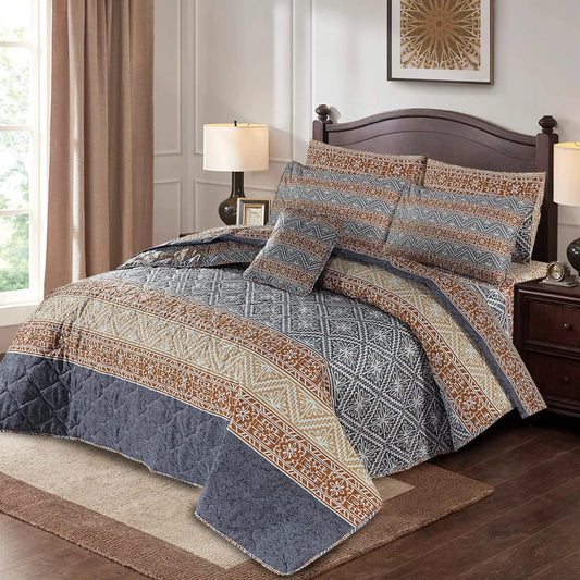 7 Pcs Quilted Comforter Set - 614