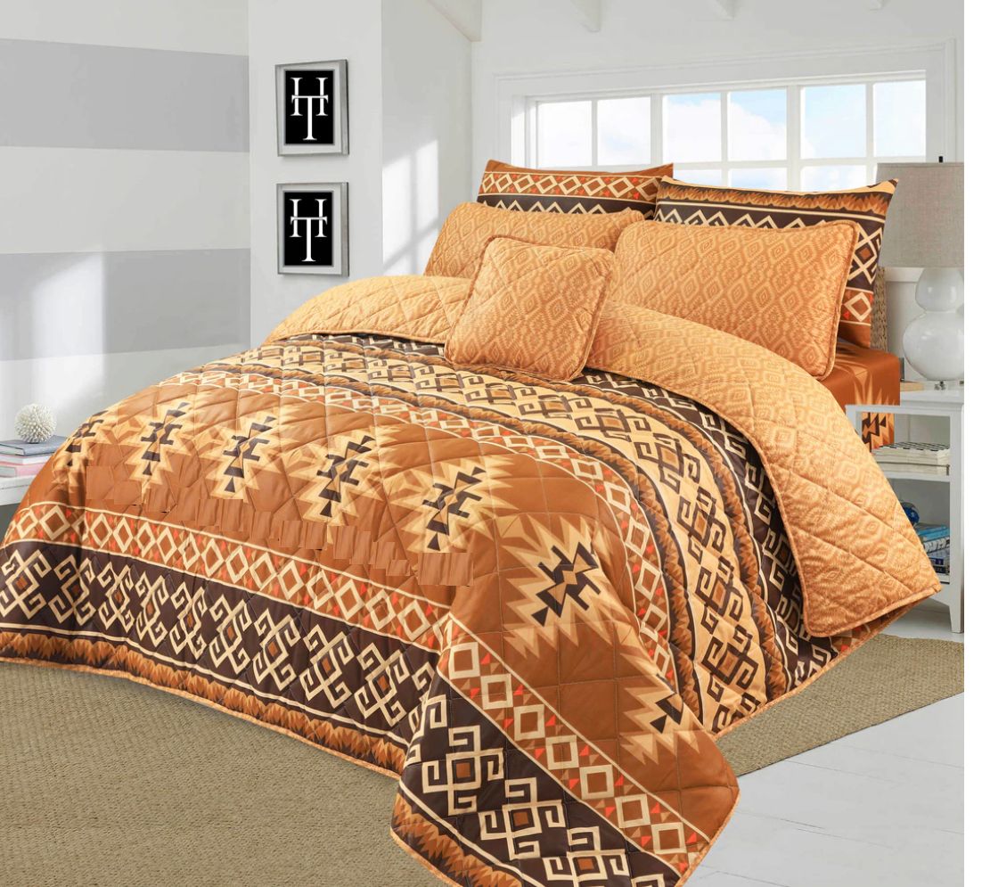 7 Pcs Quilted Comforter Set - 611