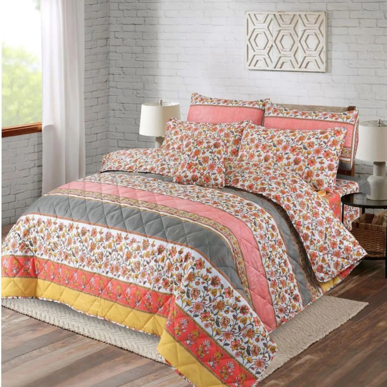 7 Pcs Quilted Comforter Set - 604