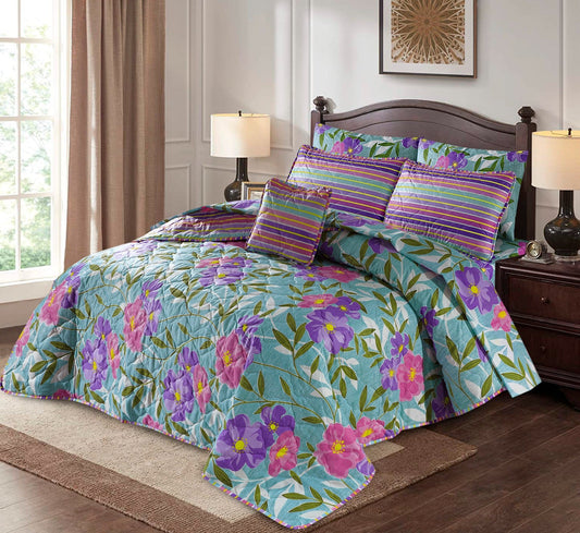 7 Pcs Quilted Comforter Set - D-629