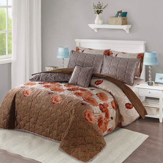 7 Pcs Quilted Comforter Set - D-621
