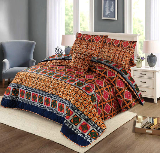 7 Pcs Quilted Comforter Set - D-615