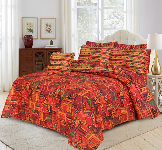 7 Pcs Quilted Comforter Set - D-635