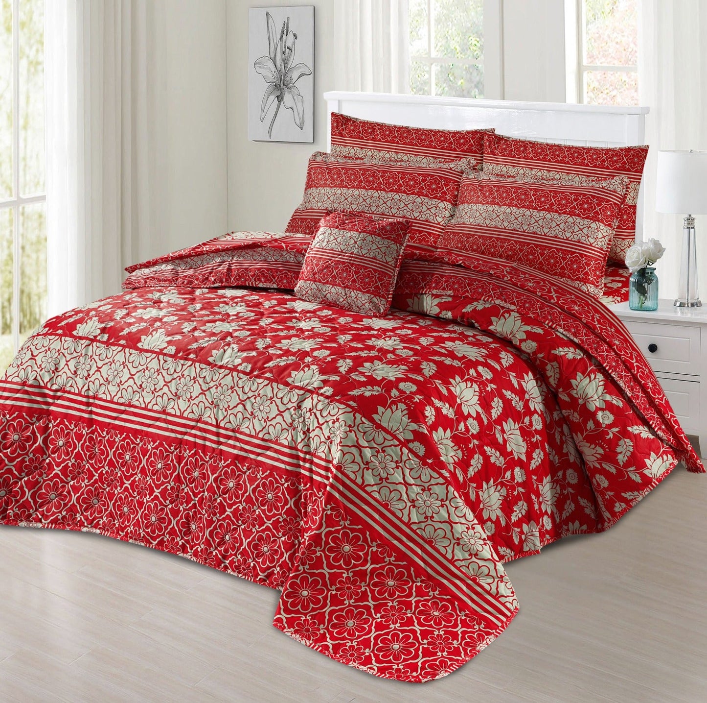 7 Pcs Quilted Comforter Set - 613