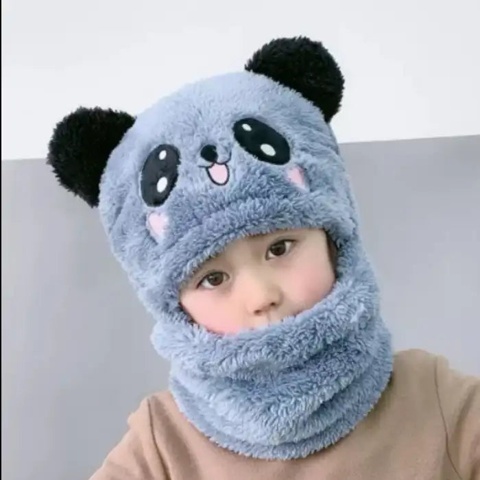 Kids Panda Wool Cap - Blue