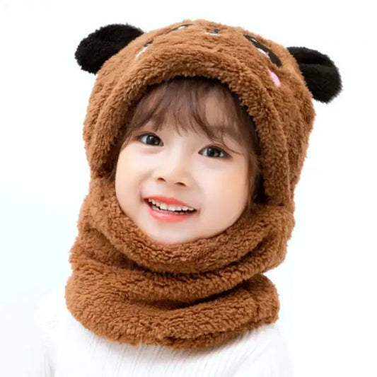 Kids Panda Wool Cap - Brown
